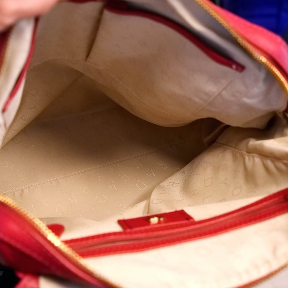 RADLEY LONDON Red Pebbled Leather Flapover Backpack, Red - Picture 7 of 10